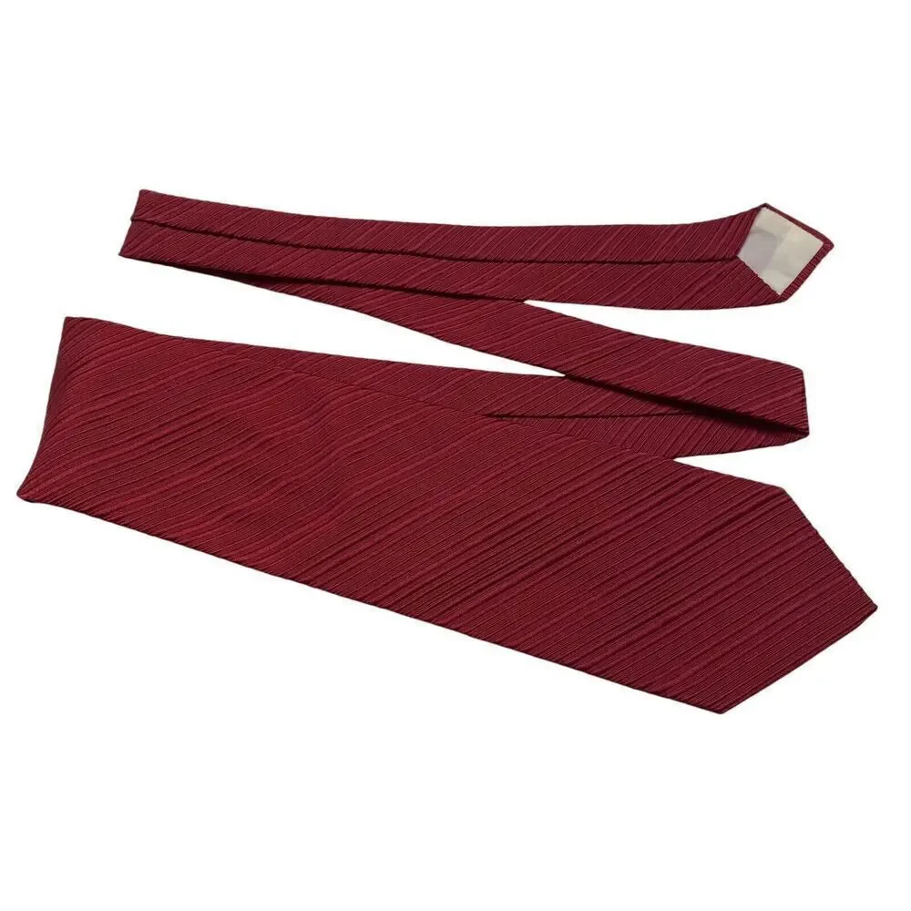 Vintage Mens Tie Necktie Wide Polyester Maroon Tone on Tone Stripes